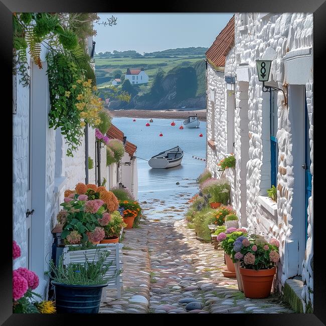 Cornish Fishing Village Cornwall Framed Print by T2 