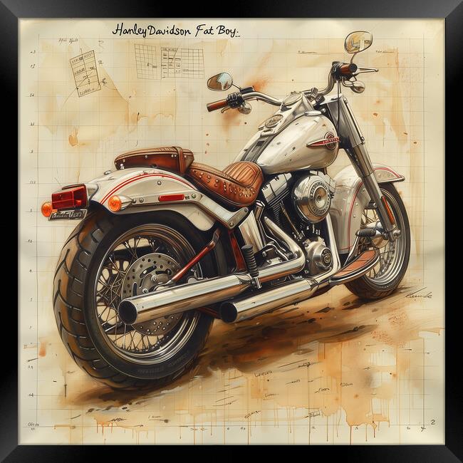 Harley Davidson Fat Boy Framed Print by T2 