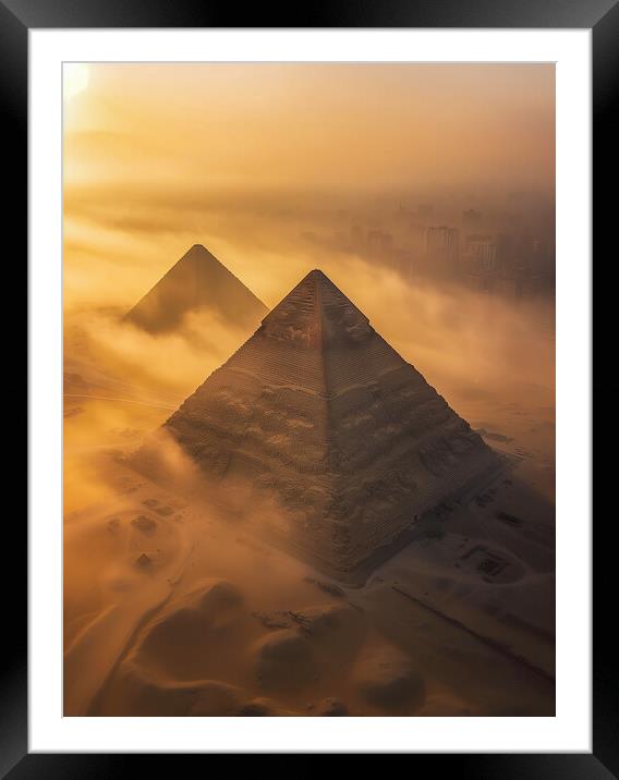 Giza Pyramids Ancient Egypt Framed Mounted Print by T2 