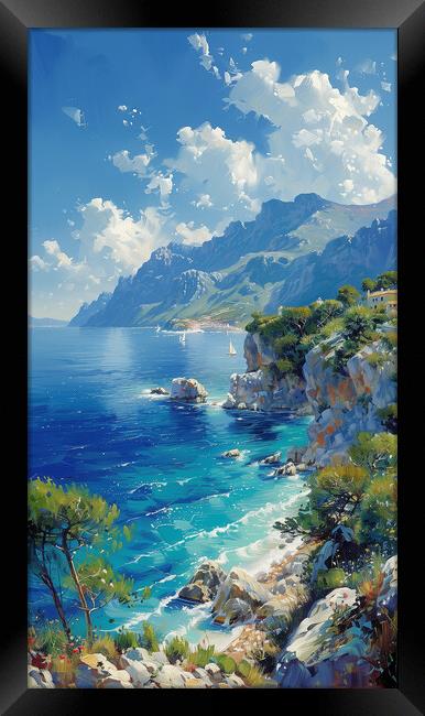 Mediterranean Shores Framed Print by T2 