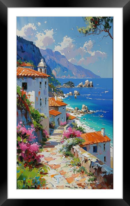 Mediterranean Shores Framed Mounted Print by T2 