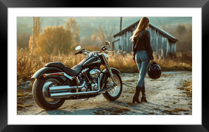Harley-Davidson Fat Boy Framed Mounted Print by T2 