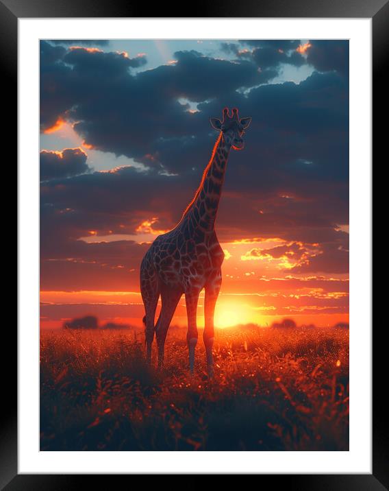 Giraffe Framed Mounted Print by T2 