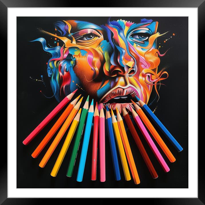 Coloured Pencil Art Framed Mounted Print by T2 