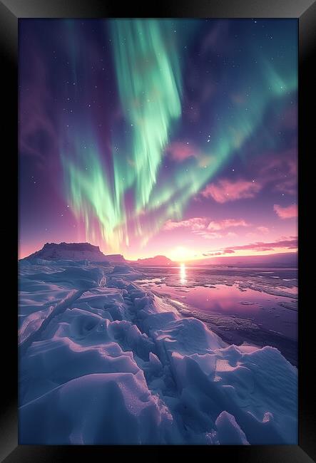 Aurora Borealis Iceland Framed Print by T2 