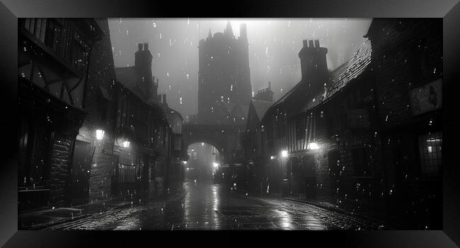 York backstreets Black and White Framed Print by T2 