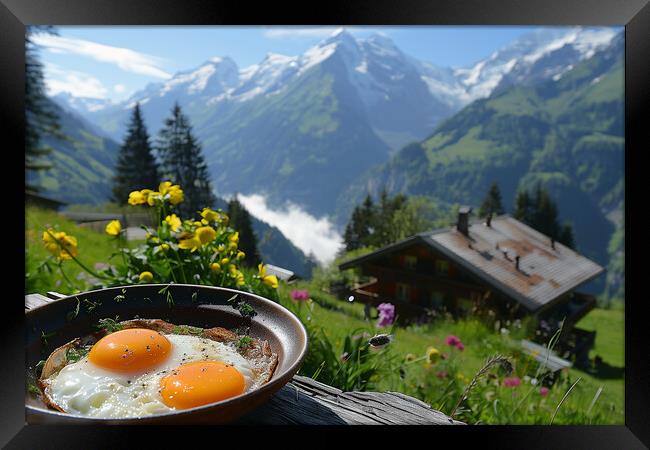 Breakfast in the Alps Framed Print by T2 