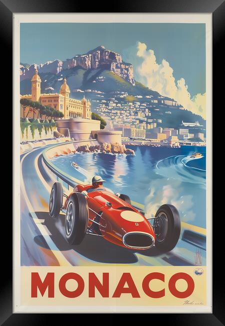 Vintage Monaco Grand Prix Travel Poster Framed Print by T2 