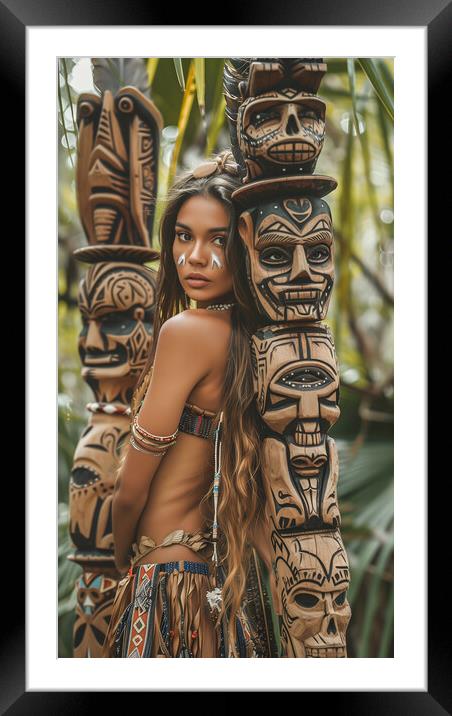 Amazon Jungle Tribe Woman Framed Mounted Print by T2 