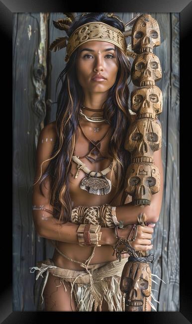 Amazon Jungle Tribe Woman Framed Print by T2 