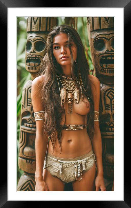 Amazon Jungle Tribe Woman Framed Mounted Print by T2 