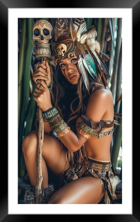 Amazon Jungle Tribe Woman Framed Mounted Print by T2 