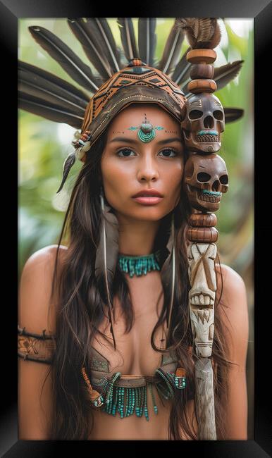 Amazon Jungle Tribe Woman Framed Print by T2 