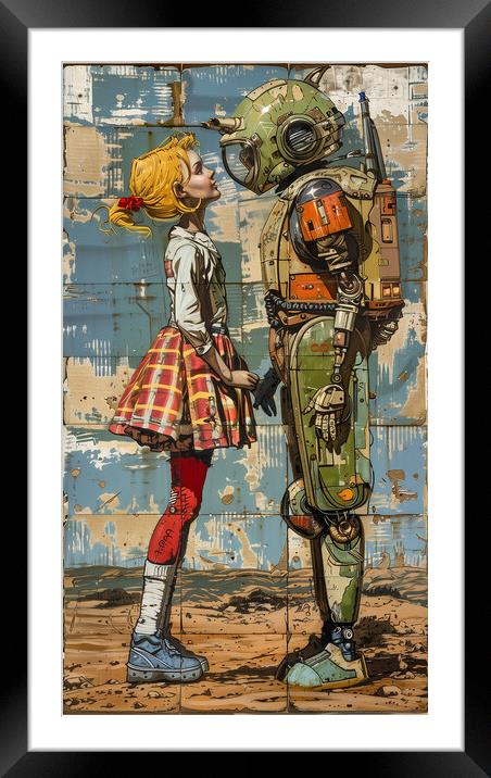 Robot Love Framed Mounted Print by T2 