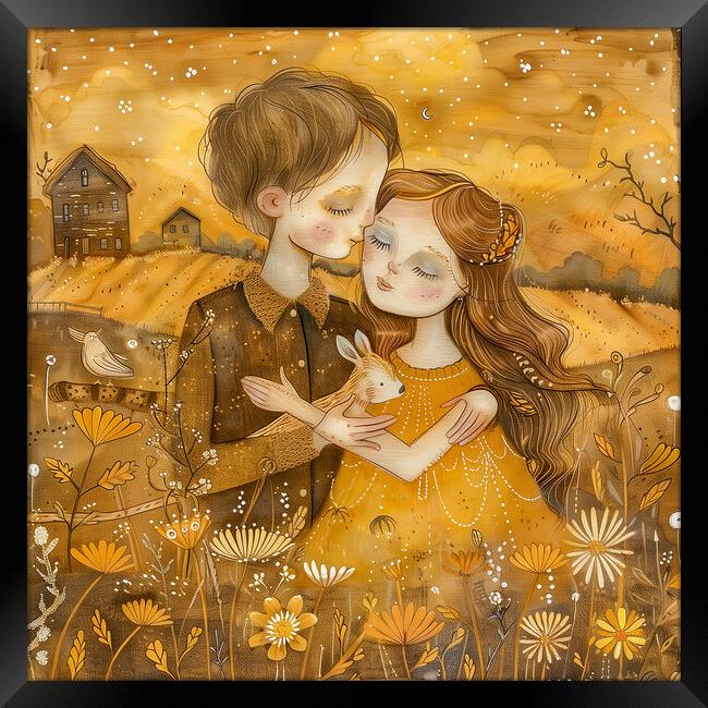 Golden Embrace  Framed Print by T2 