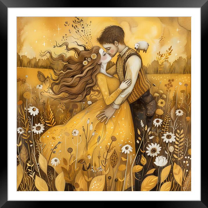 Golden Embrace  Framed Mounted Print by T2 
