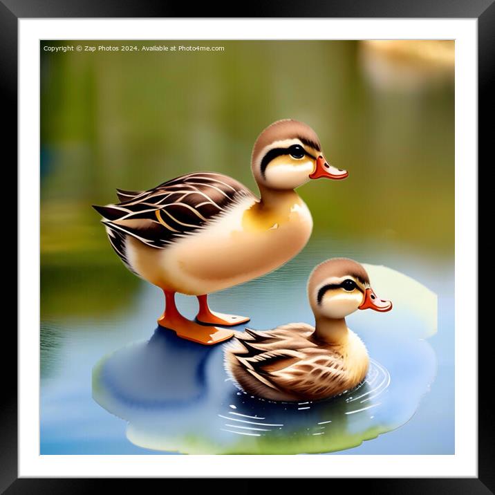 Two Little Ducklings. Framed Mounted Print by Zap Photos