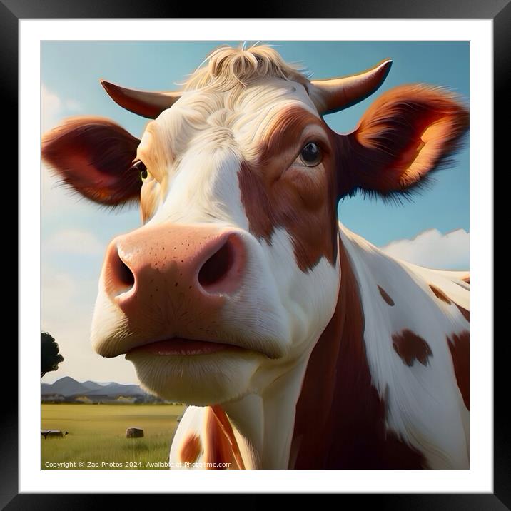 Cow Framed Mounted Print by Zap Photos