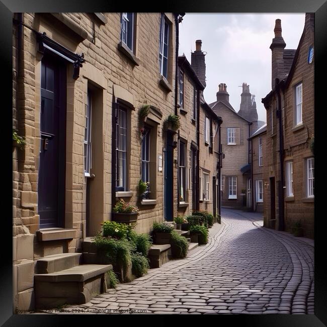 Cobbled street in Yorkshire  Framed Print by Zap Photos