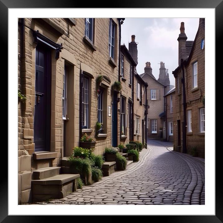 Cobbled street in Yorkshire  Framed Mounted Print by Zap Photos
