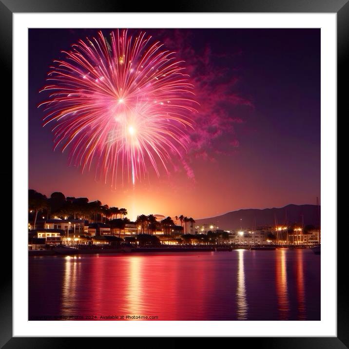 Fireworks over Marbella  Framed Mounted Print by Zap Photos