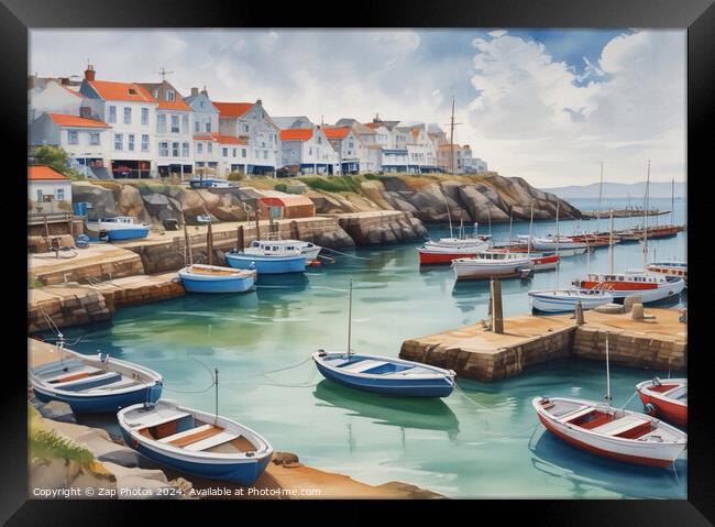 Tranquil fishing harbour  Framed Print by Zap Photos