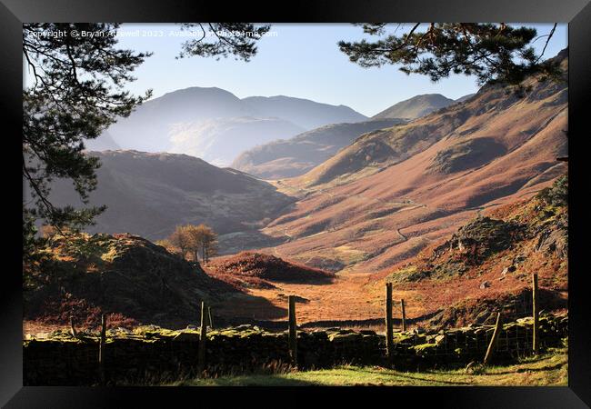 Borrowdale from Castle Crag  Framed Print by Bryan Attewell