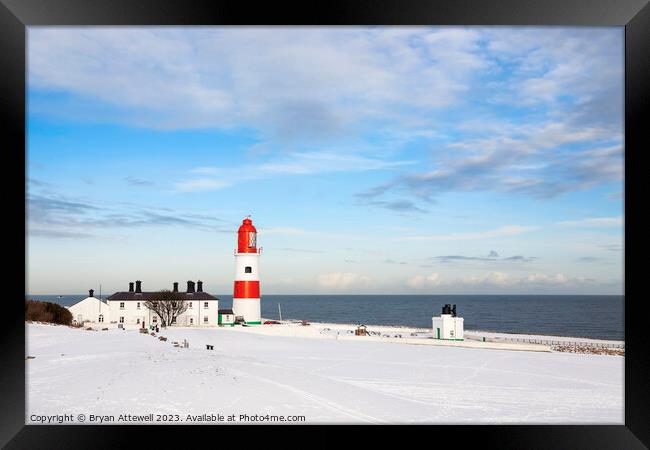 Winter view of Souter Lighthouse Framed Print by Bryan Attewell