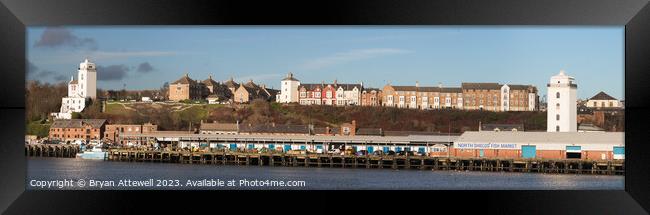 A panoramic view of North Shields fish quay. Framed Print by Bryan Attewell