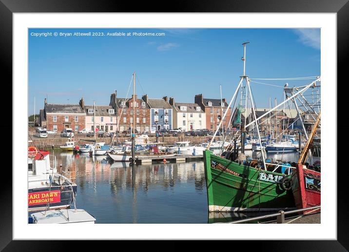 Boats moored in Arbroath harbour Framed Mounted Print by Bryan Attewell