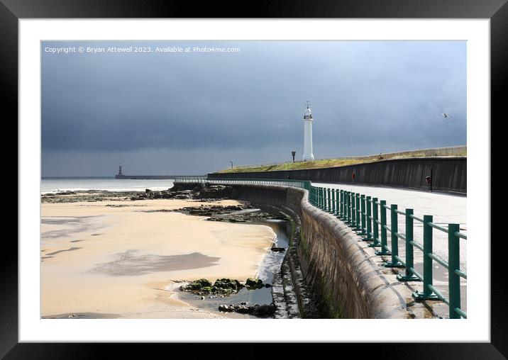 Roker lighthouses beach and pier Framed Mounted Print by Bryan Attewell
