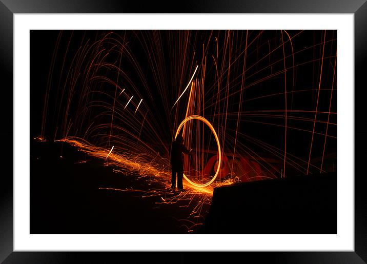 Wire Wool Spinning Framed Mounted Print by George Young