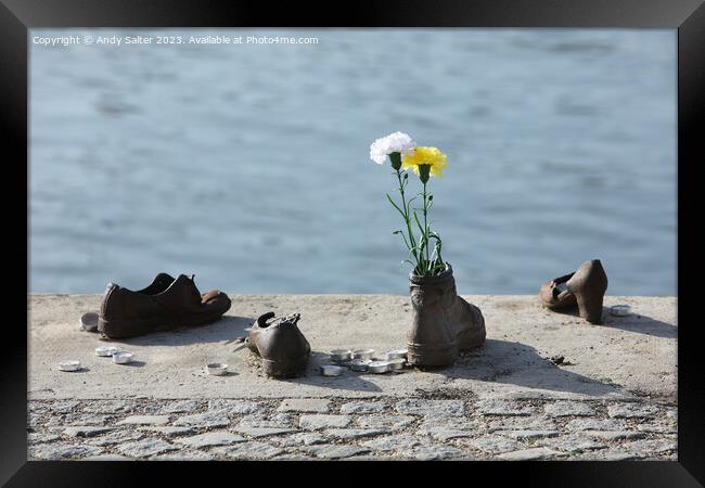 Iron Shoes on the Danube River in Budapest Framed Print by Andy Salter