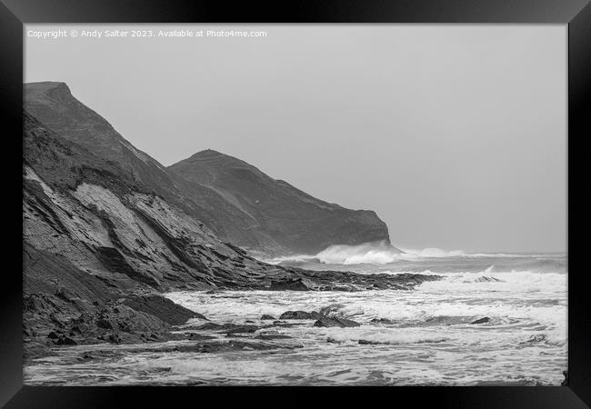 Rugged Cornish Coastline Framed Print by Andy Salter