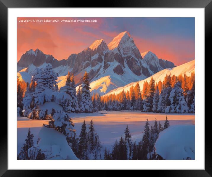 Snow Topped Peaks Framed Mounted Print by Andy Salter