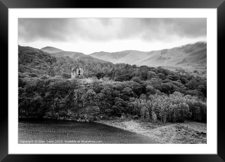 Dolbadarn Castle by mountains Framed Mounted Print by Sean Tobin