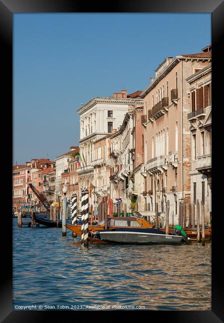 Grand Canal with water taxi Framed Print by Sean Tobin