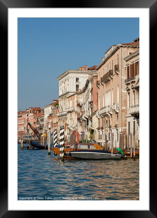 Grand Canal with water taxi Framed Mounted Print by Sean Tobin