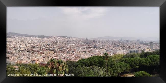 Barcelona view from Montjuic Mountain Framed Print by Florin Bota