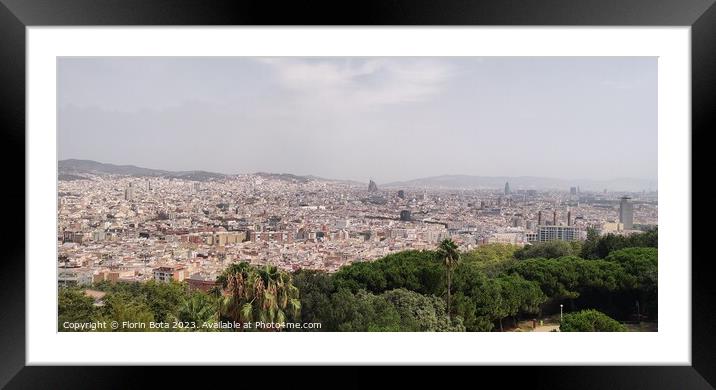 Barcelona view from Montjuic Mountain Framed Mounted Print by Florin Bota