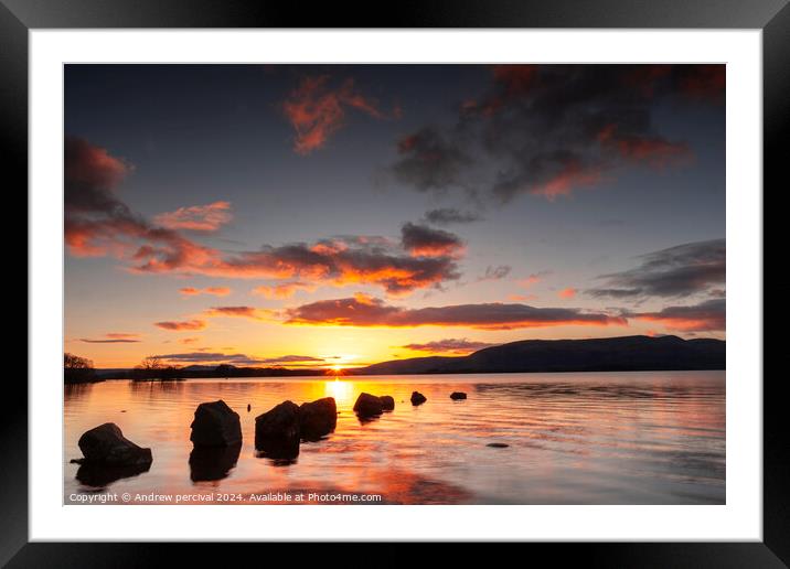 Loch Lomond at sunset Framed Mounted Print by Andrew percival