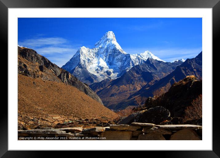 Ama Dablam from Khumjung, Nepal Framed Mounted Print by Philip Alexander