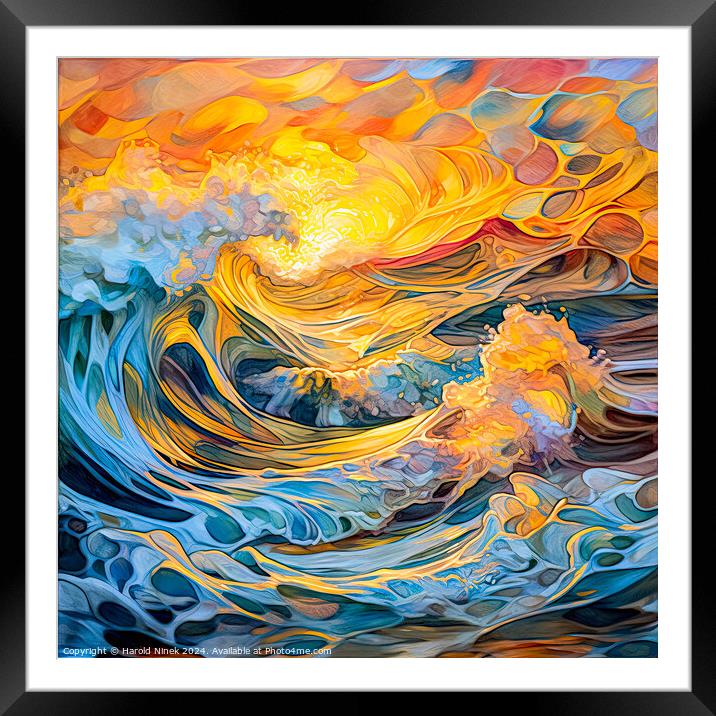 Turbulent Sea at Sunrise Framed Mounted Print by Harold Ninek