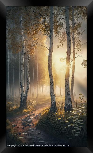 Autumn Amidst the Silver Birches I Framed Print by Harold Ninek