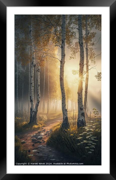 Autumn Amidst the Silver Birches I Framed Mounted Print by Harold Ninek