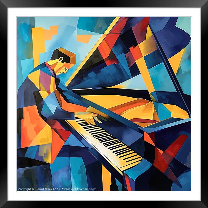 Piano Man Framed Mounted Print by Harold Ninek