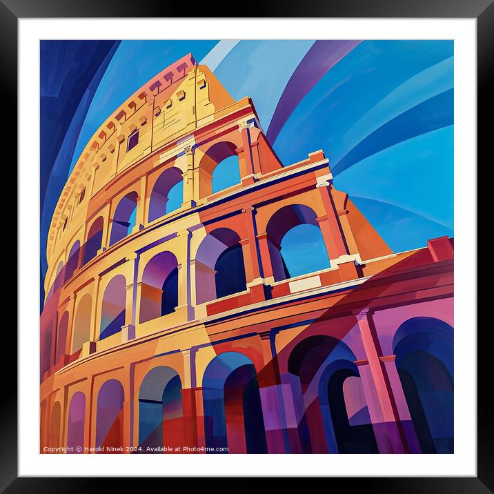 Rainbow Colosseum Framed Mounted Print by Harold Ninek