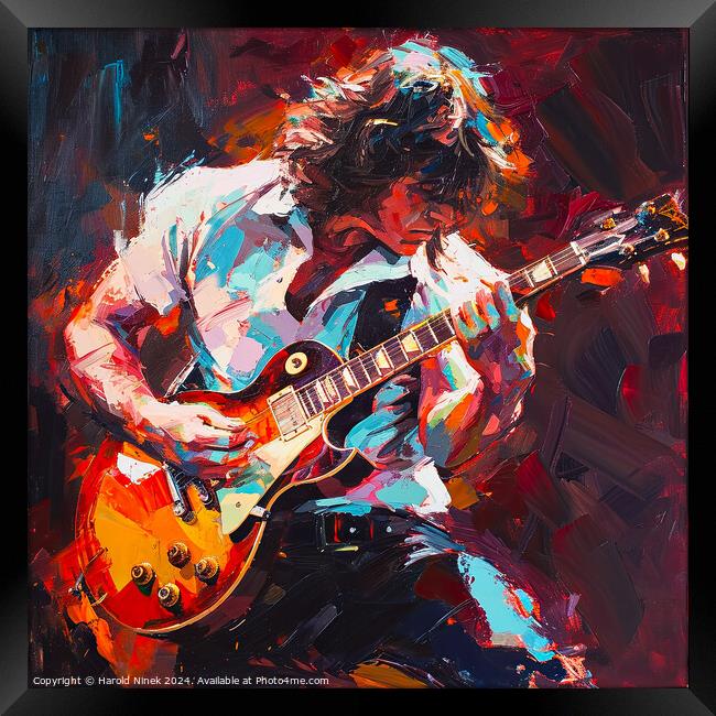 Rock Guitarist Framed Print by Harold Ninek