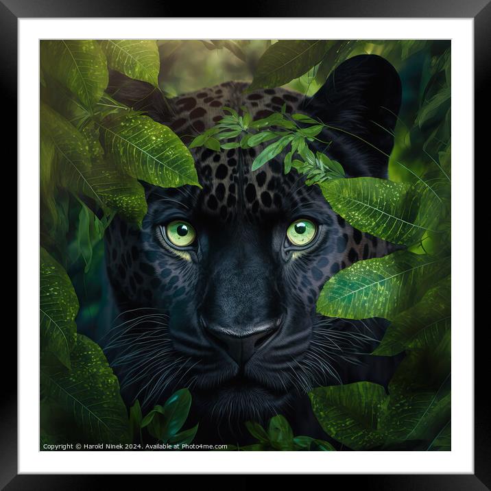 Black Panther Framed Mounted Print by Harold Ninek