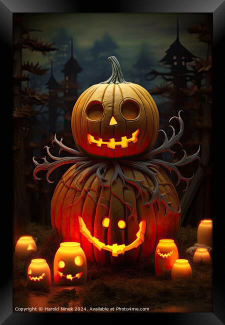 Happy Halloween Framed Print by Harold Ninek